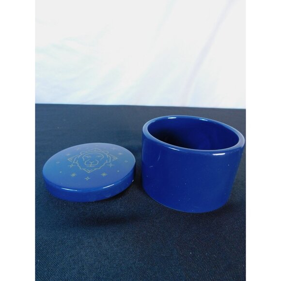 Leo Zodiac Trinket Box Blue Glass Astrological Lion Star Sign Jewelry Dish Gift - Picture 8 of 8